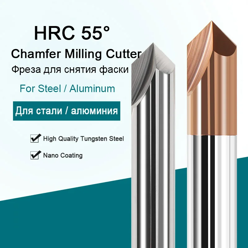 

CNC Chamfer End Mill Carbide Chamfering Milling Cutter Deburring Edges Straight Groove Router Bits 60 90 120 Degree 2 3 Flutes