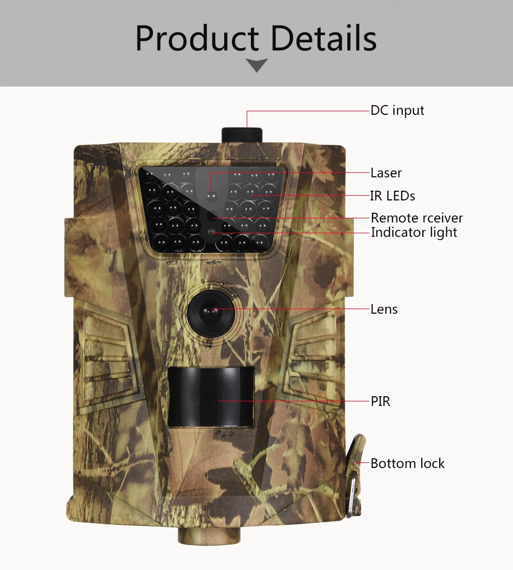 Suntekcam HT-001B Trail Camera 12MP 1080P 30pcs Инфракрасные светодиоды 120 Нм охотничья камера IP65