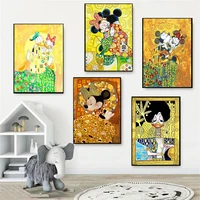 disney poster and print mickey and minnieinspired by gustav klimt canvas painting wall art picture for living room home decor