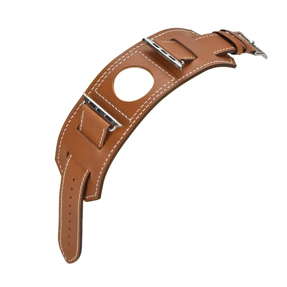 

For Apple Watch Band Genuine Cuff Leather Apple Watch 6 5 4 3 2 1 Strap Band Bracelet for iWatch 44/40/42/38 mm Belt