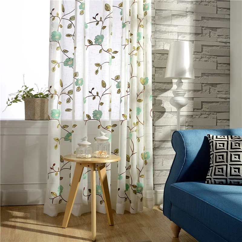 Занавески Из хлопчатобумажной пряжи занавески с вышивкой для гостиной шторы