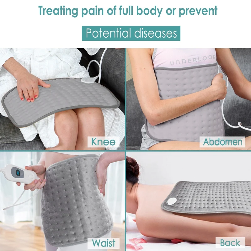 

220-240V/100W Electric Heating Pad for Aben Waist Back Pain Relief Winter Warmer 3 Heat Controller EU Plug