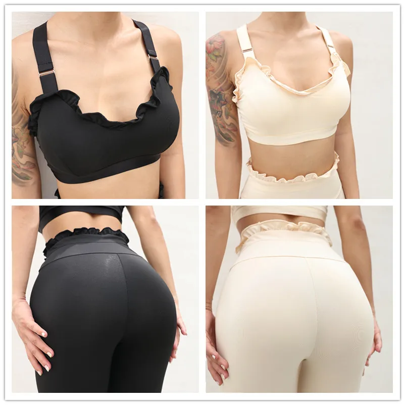 Комплект из 2 предметов комплект для йоги с рюшами бюстгальтер перекрестными