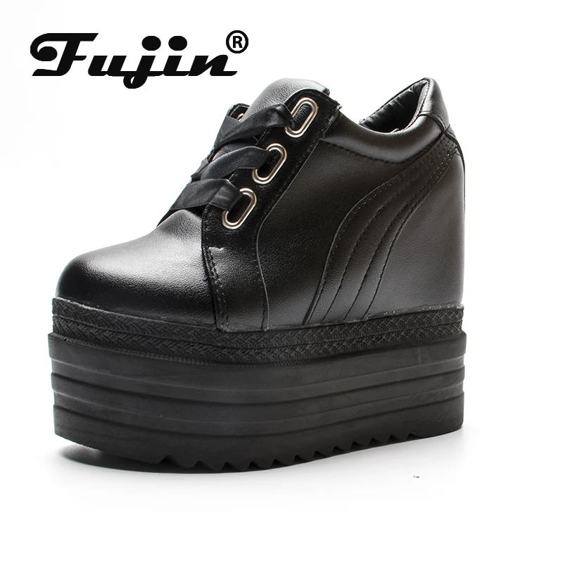 Fujin/обувь на плоской платформе 6 5 см Женская обувь высоком каблуке Модная
