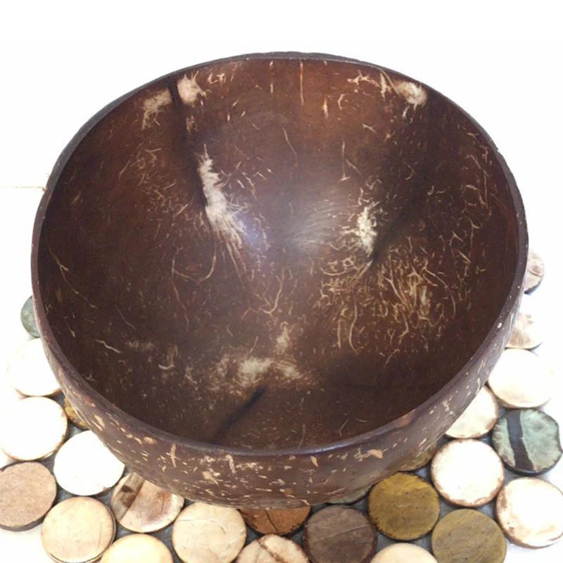 Миска из скорлупы кокоса ложка нержавеющей стали вилка для фруктов салата лапши