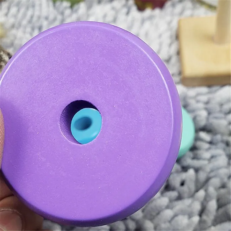 Juguetes Educativos para beb&eacute;, torre de arco&iacute;ris, columna de anillo en capas de Jenga, juguete de madera de Color Macron para que el beb&eacute; aprendan a jugar-5