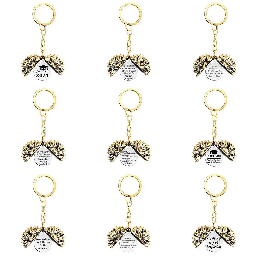 

1pcs Hot Sale Sunflower Keychain Custom You Are My Open Flower Chain Key Sun Letter Dropshipping Keyring Locket Sunshine Pe W0N5