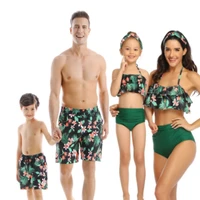 2021 family swimsuits mom and me floral swimsuit mother daughter kids swimwear dad and son matching beach shorts boy girl