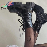 doratasia ins cool fashion punk women motorcycle boots lace up chunky platform goth shoes casual brand combat street shoes