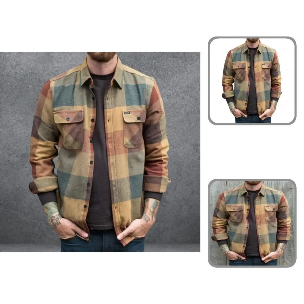 

Skin-Touch Stylish Buttons Closure Men Casual Coat Fall Winter Autumn Coat Flap Pockets for Office