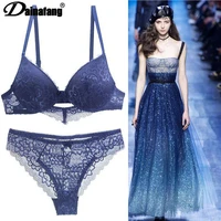 hot sales new 2020 lace drill bra set women plus size push up underwear set bra and thong set 34 36 38 40 42bcd cup for female