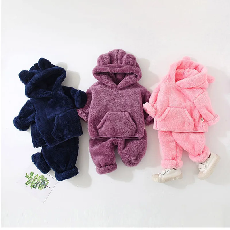 

Spring and Autumn Baby Pajamas Children's Clothing Set Solid Color Top + Pants Two-piece Suit Suitable for 1-4 Years Old
