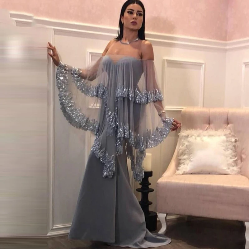

Elegant Sequin Mermaid Evening Dresses Sexy Sweetheart Prom Dresses Long Sleeves Chiffon Formal Party Dress Custom Made