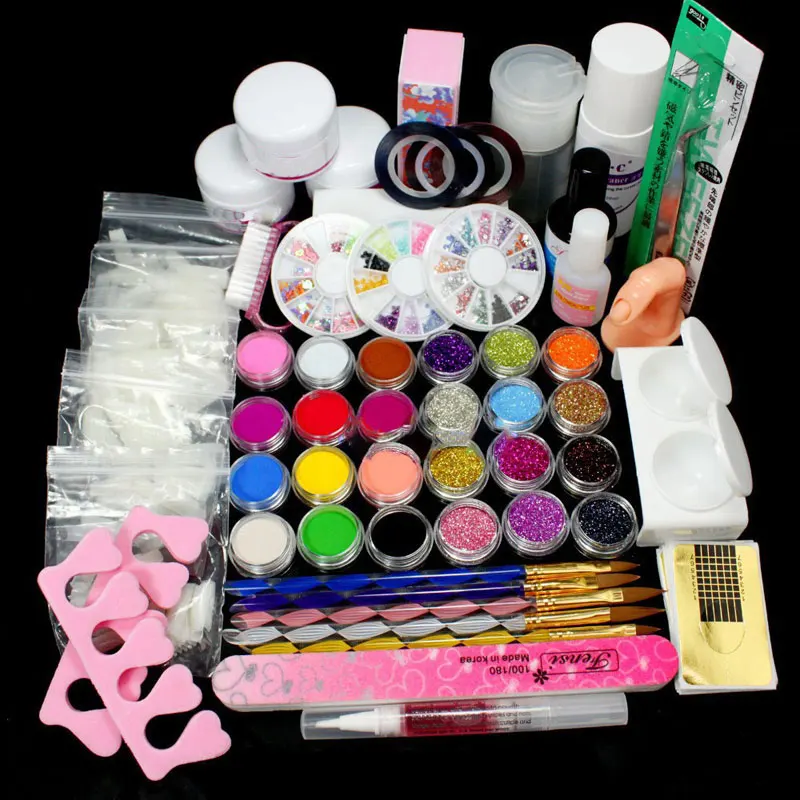 Новый маникюрный набор 25 для нейл арта акриловая пудра праймер Блестящий жидкий