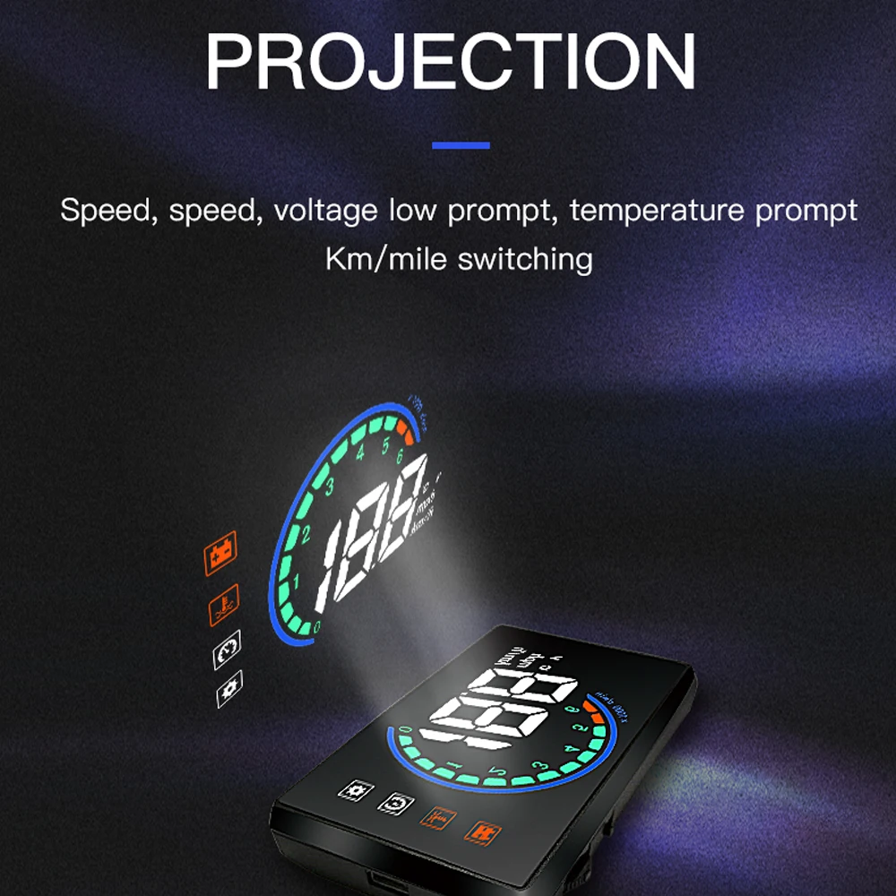 Vjoycar дешевые OBD2 HUD Дисплей лобовое стекло скорость проектор охранная