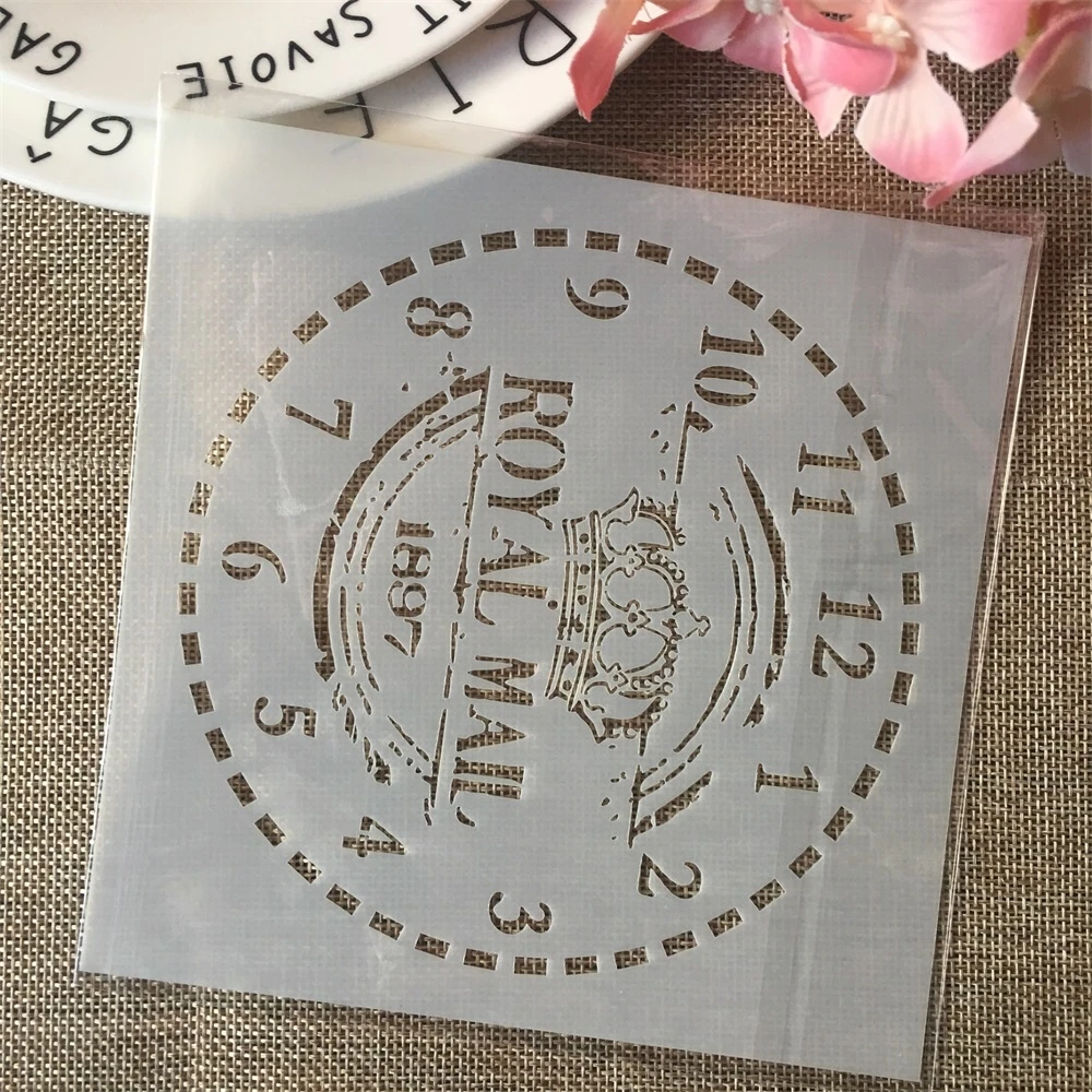 4 шт. 6*6 дюймов часы с римскими цифрами Dial сделай сам многослойные трафареты