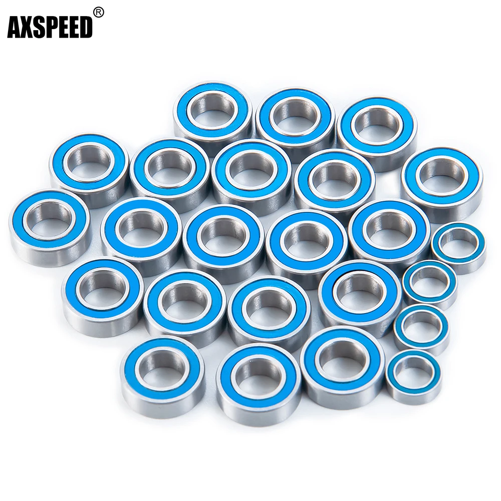 

AXSPEED 24 шт. синий резиновый шарикоподшипник, набор из хромированной стали для Tamiya Clodbuster Super Bullhead RC Crawler Car