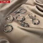 Кольцо Cyrus 2021, регулируемое, в стиле хип-хоп, с геометрическим узором, корейский стиль, модное готическое украшение, кольца для мужчин и женщин