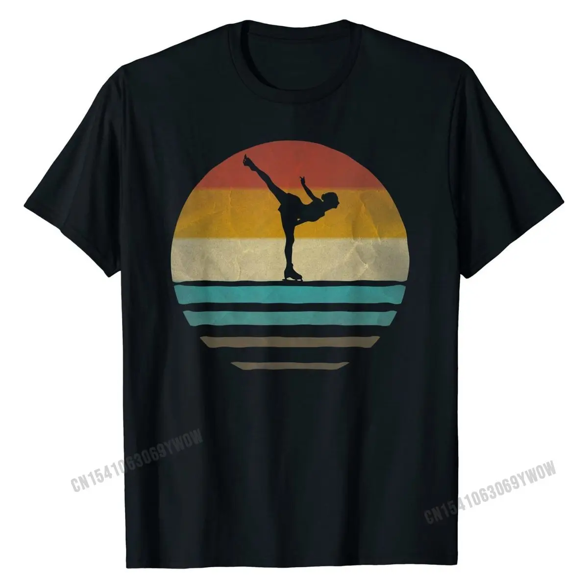 Ретро Винтаж Фигурное катание на коньках силуэт рубашка с принтом Distressed