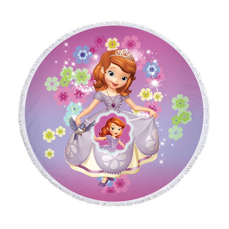 

Pink Cartoon Sofia Children Girl bath towel men and women baby soft beach towel Blanket Yoga mat Round 150x150CM