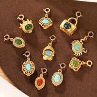 s925 sterling silver gold plating southern red agate jasper turquoise opal stone diy carrying strap ornament accessories