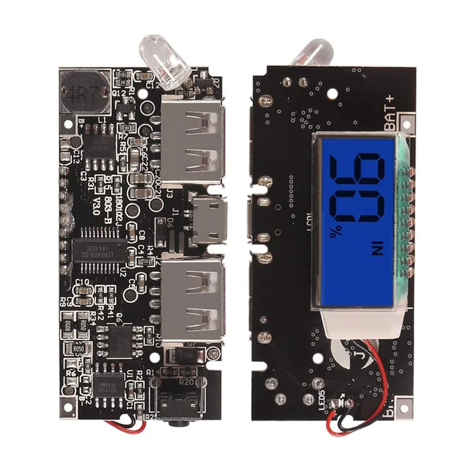 

Автоматическая защита, два USB-порта, 5 В, 1 А, 2,1 А, Мобильный Внешний аккумулятор, плата для зарядки литиевых аккумуляторов 18650, цифровой ЖК-мод...