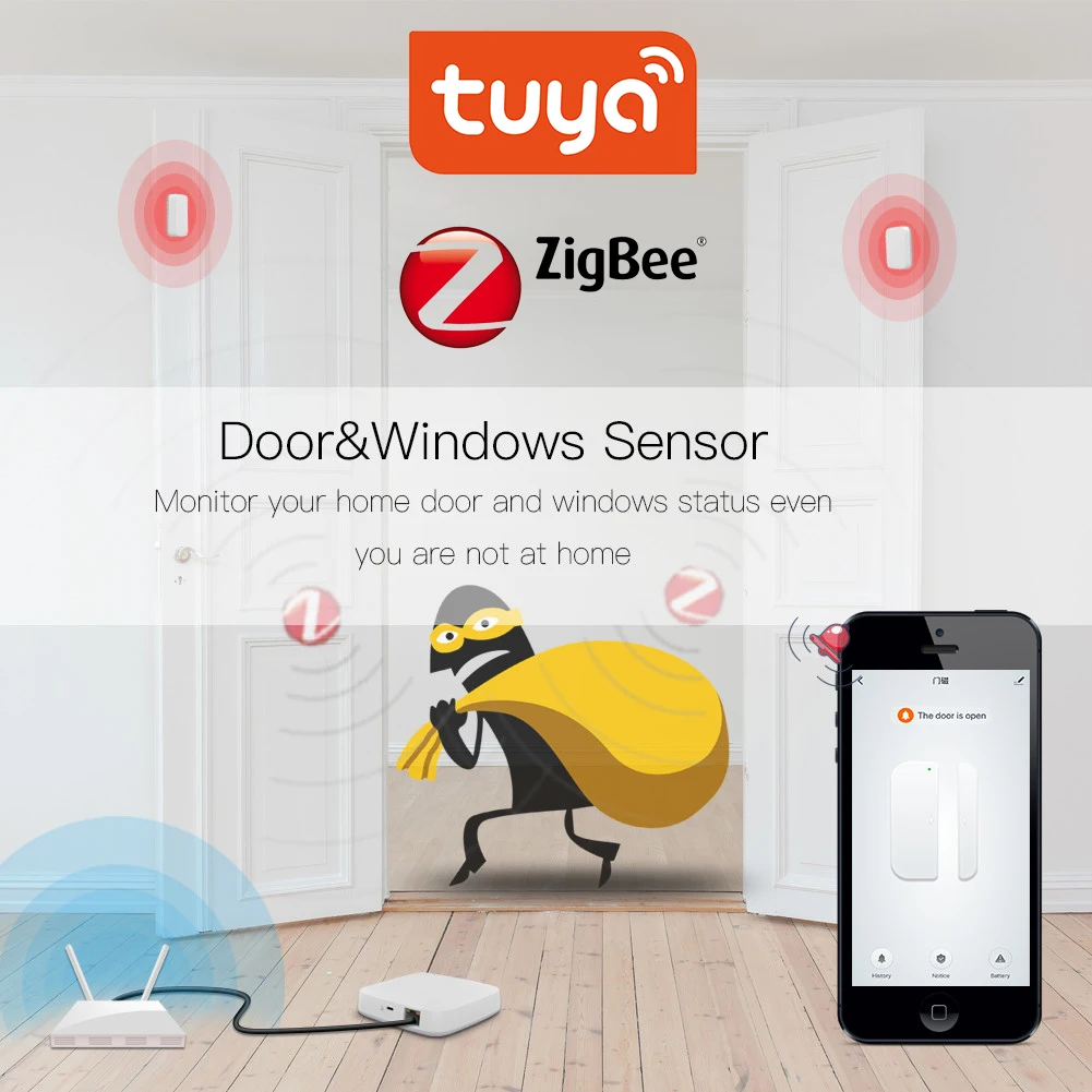 Tuya ZigBee датчик окна двери беспроводное подключение умный дом система