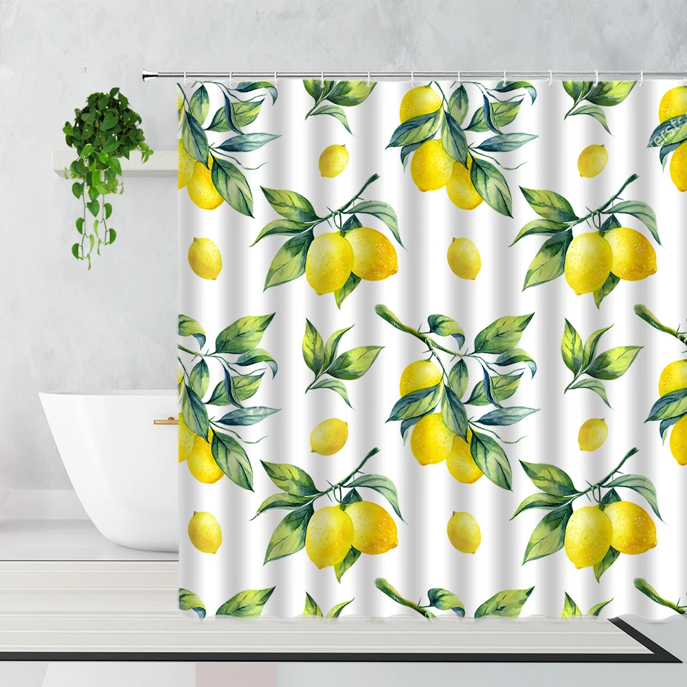 

Занавеска для душа с тропическими фруктами, лимоном, клубникой, ананасом, апельсином