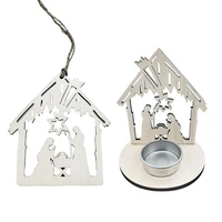 novel jesus advent ornaments wooden light nativity pendants with rope for window fireplace christmas tree decorations