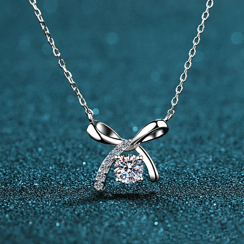 

0.5CT Moissanite Pendant 5MM VVS Lab Diamond Necklace for Women Wedding Party Gift Real 925 Sterling Silver