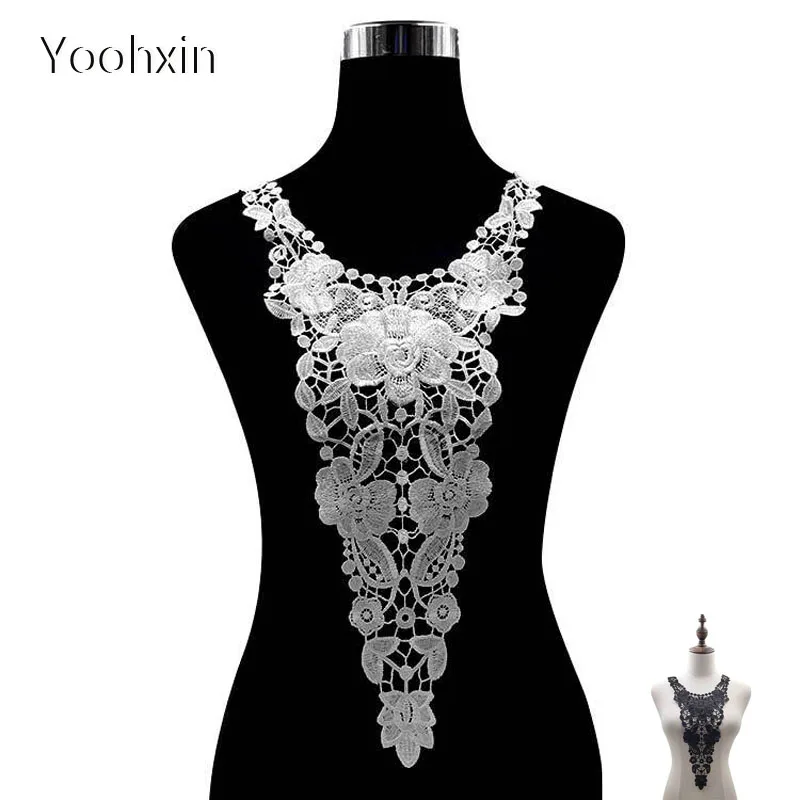 

Fashion hollow flower embroidery DIY lace collar Fabric Sewing ribbon trim Applique neckline craft dress cloth Wedding textile
