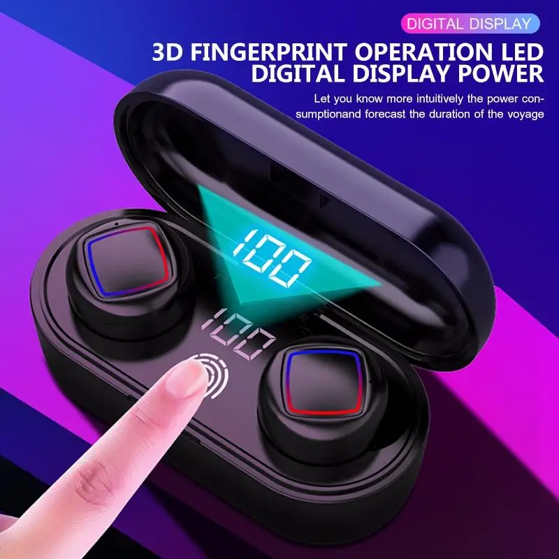 HMB11 с сенсорным управлением TWS True 5 0 Bluetooth наушники принтом пальцев светодиодный