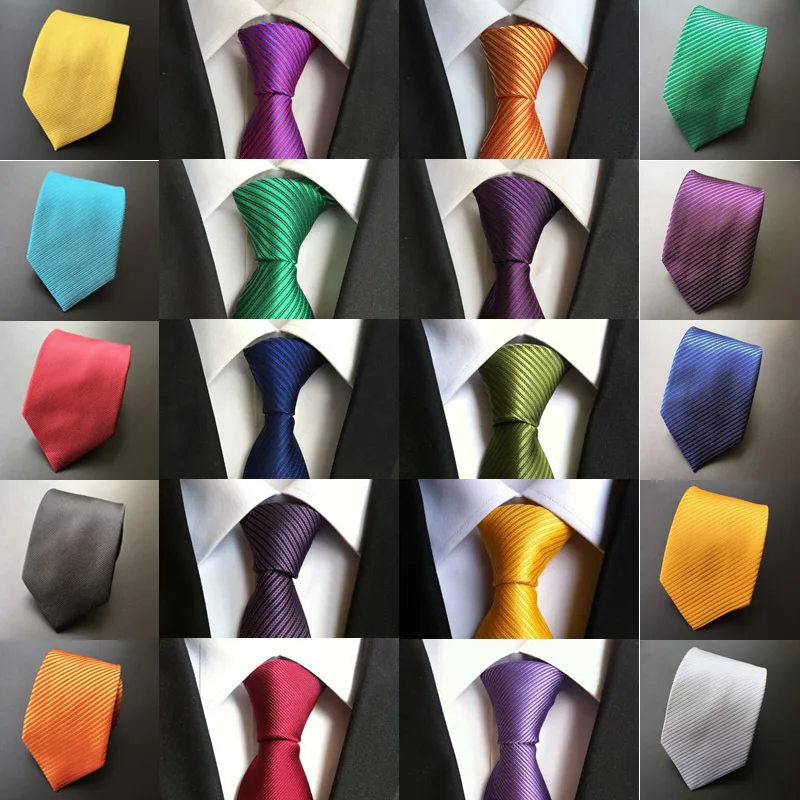 

Solid Color Striped 8cm Men's Tie Polyester Neck Ties Business Formal Casual Simple Neckwear Wedding Accessories