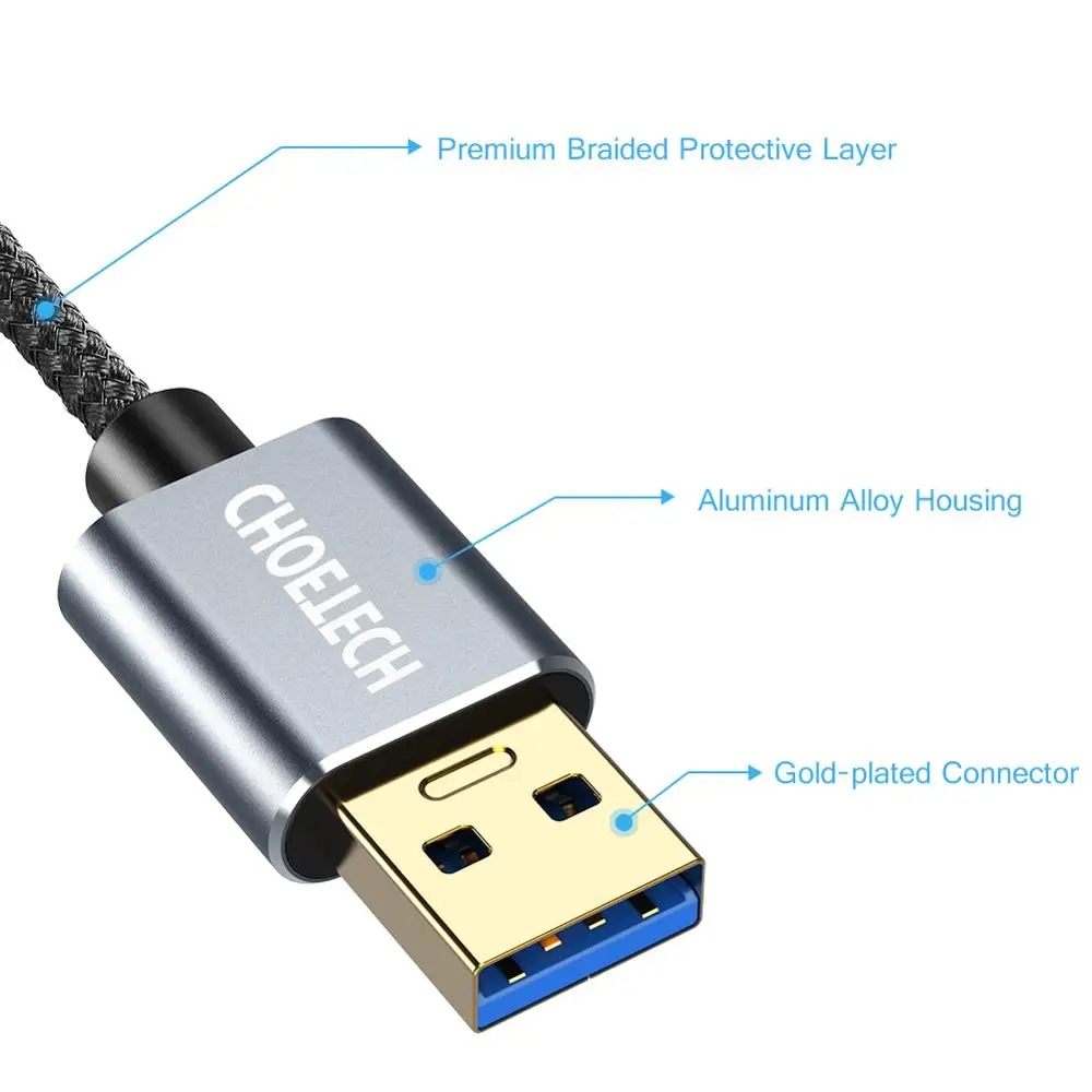 CHOETECH 2 м USB 3 0 удлинитель для Smart tv PS4 Xbox SSD данных шнур камера мышь игра