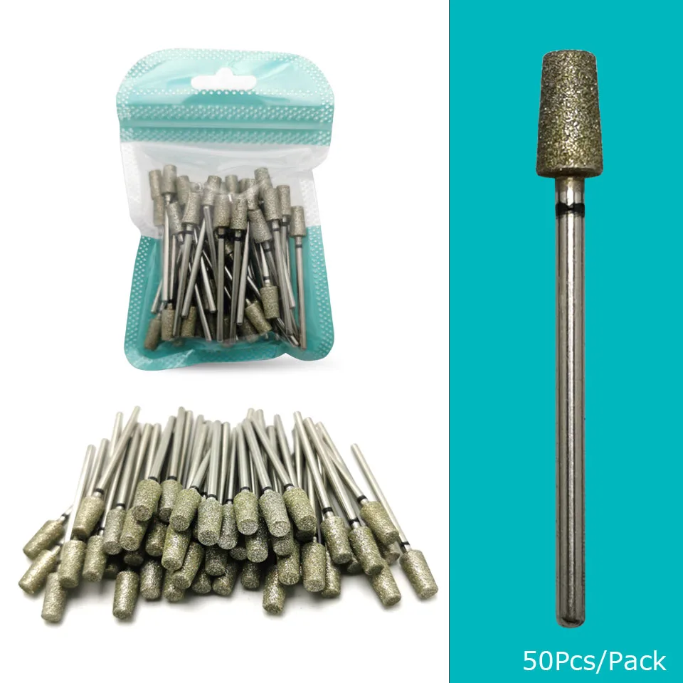 HYTOOS 50Pcs Diamond Nail Drill Bit 3/32&quot Electric Accessories Rotary Cuticle Clean Burr Manicure Cutter Mills | Красота и