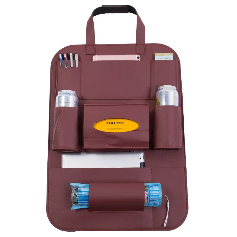 

1PC PU Leather Car Seat Back Storage Hang Bag Multi-functional IPad Holder Universal Back Seat Organizer Storage