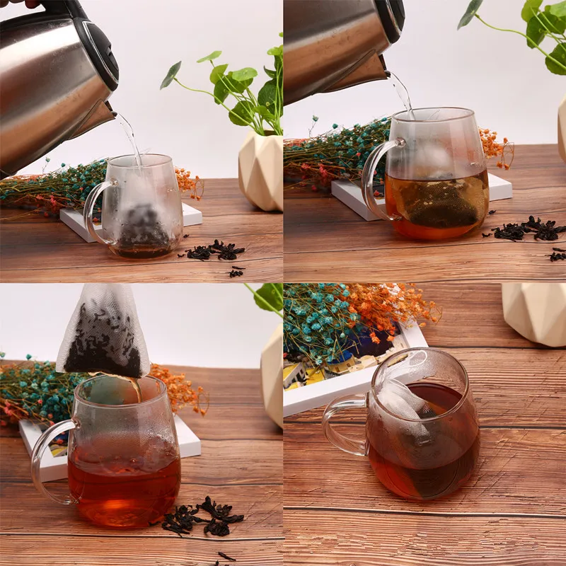 100 шт./лот чайные пакетики 5x7 см пустые для ароматизированного чая со шнурком