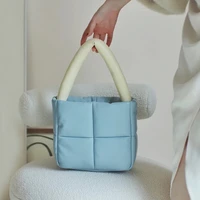 pu leather mini tote bags women designer handbags 2021 new girls shoppers fashion casual diamond lattice down bags shoulder bags