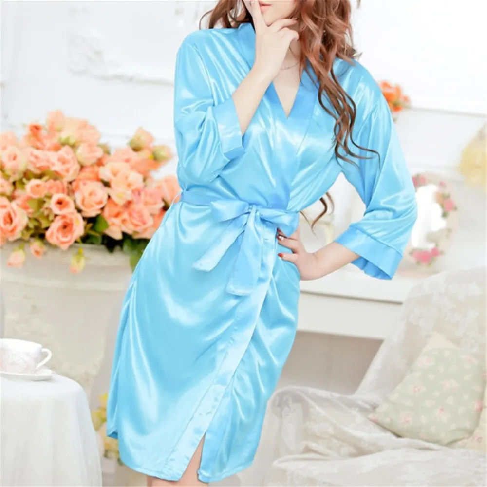 Sexy Lingerie Plus Size Satin Lace Black Kimono Intimate Sleepwear Robe Sexy Night Gown Women Erotic Underwear