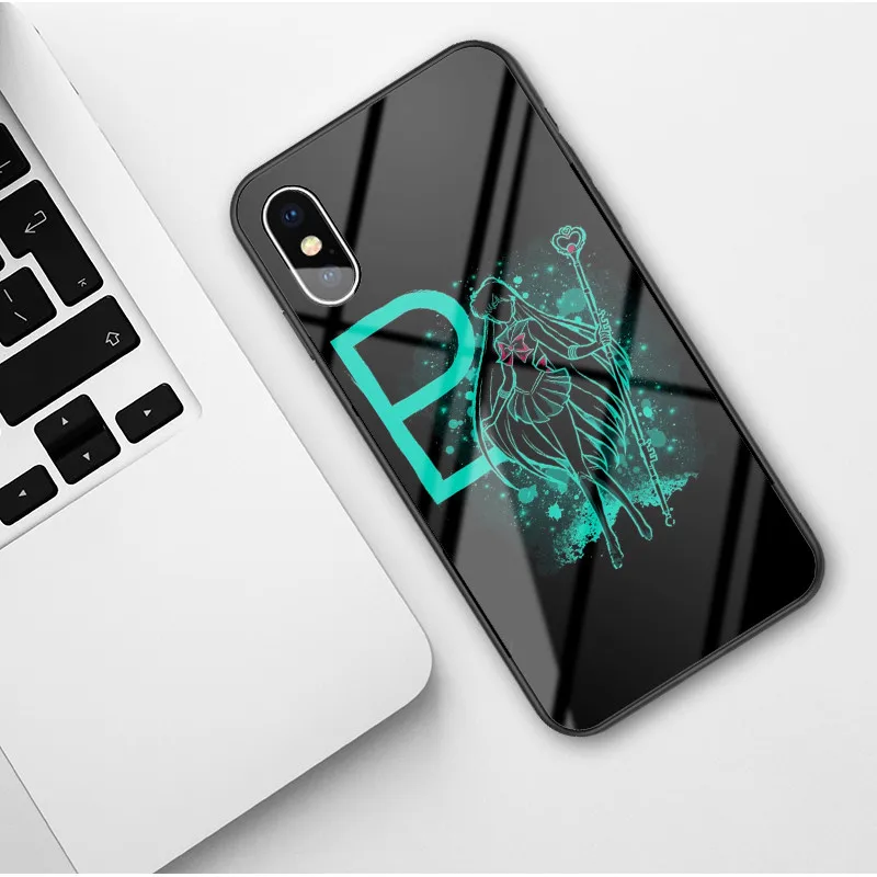 Glass shell Чехол для телефона Sailor Moon японского аниме Kawaii для iPhone XR 6 6S 7 8 Puls X XS MAX, чехлы из закаленного стекла, чехол для iPhone 11 Pro Max - Цвет: Glass shell