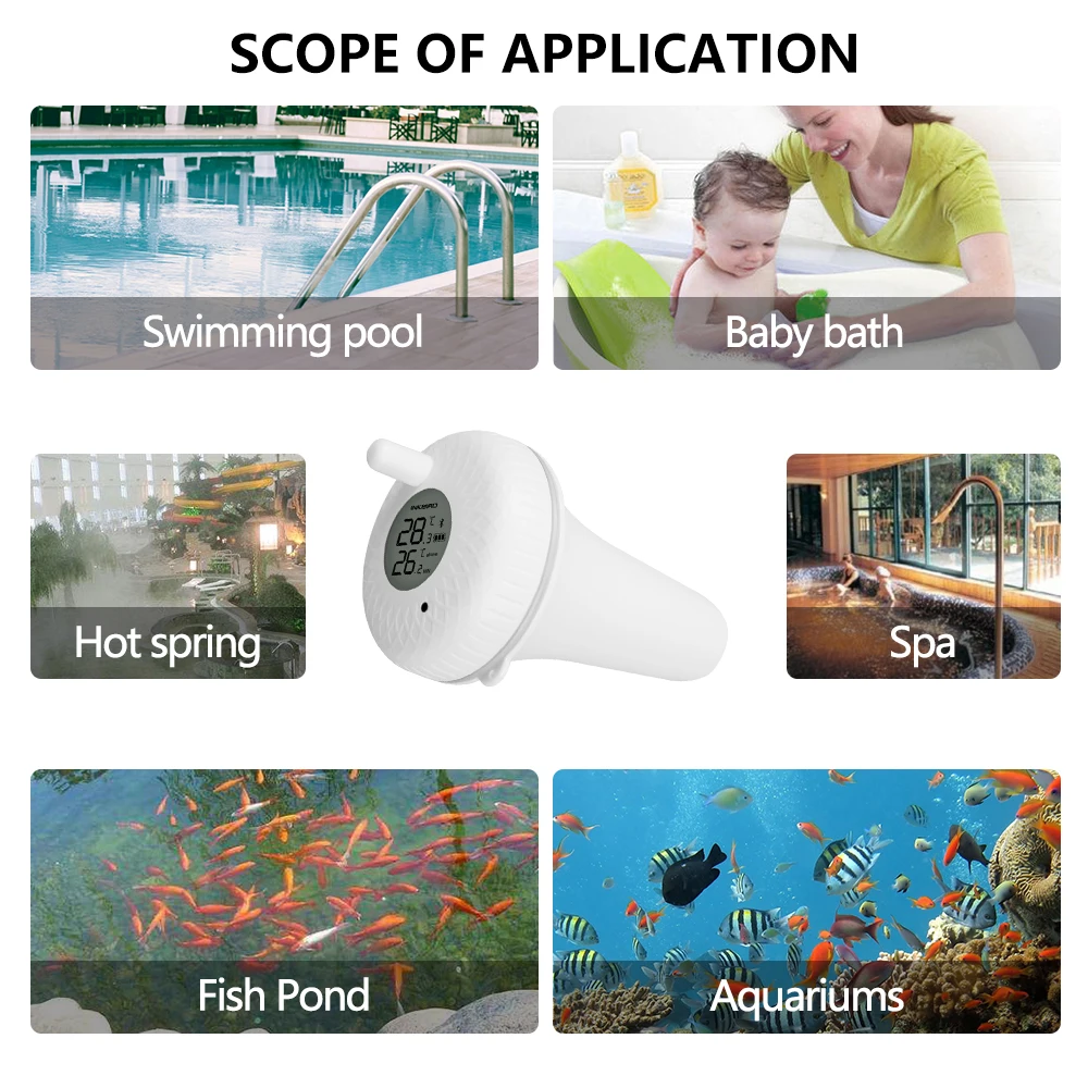 

Wireless Swimming Pool Thermometer IBS-P01B Bluetooth Temperature Recorder Waterproof Sensor for Pond Aquarium Baby Bath Spa Kit
