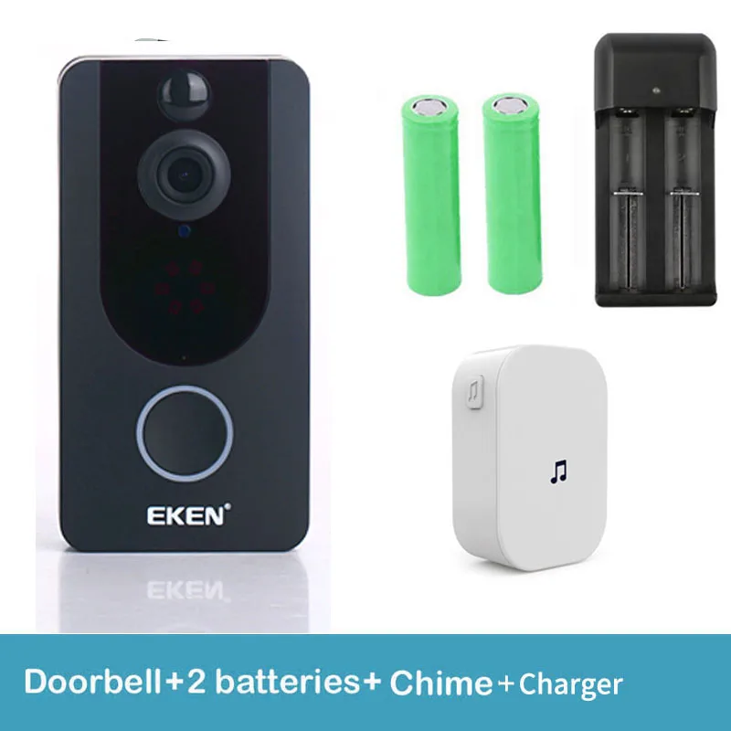 Option 3 Eken V7 черный 1080P wifi дверной Звонок IP умный беспроводной безопасности пихта детектор движения сигнализация Облачное хранилище дверной звонок, камера - Цвет: Option 3