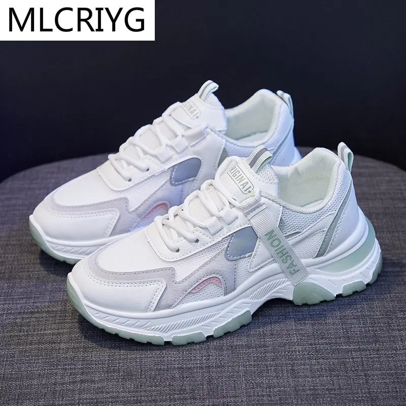 

Fashion Women Shoes 2021 Spring Mesh Breathable Women Vulcanized Shoes New Comfortable Lace-up Casual Sneakers Shoes for Women
