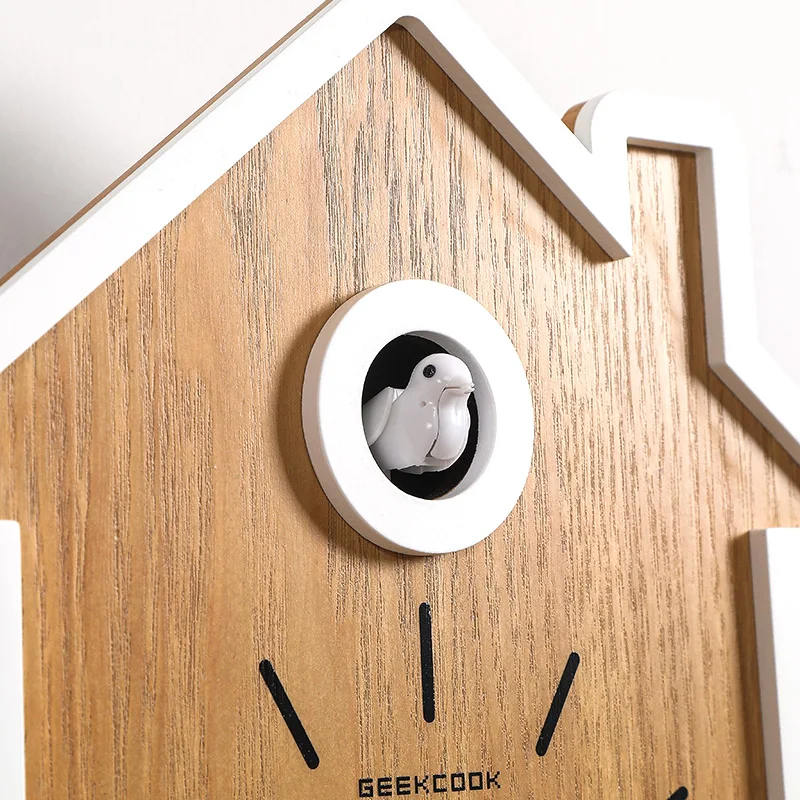 

Cuckoo Wooden Wall Clock Creative Cartoon White Living Room Wall Clocks Children Pendulum Koekoeksklok Home Decoration SS50WC