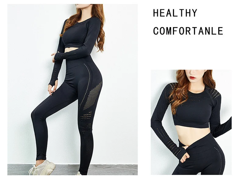 Sports Crop Top Gym Yoga Top Seamless Long Sleeve Sport Shirt Women Fitness Top Workout Shirts Running Sports Wear For Women Gym