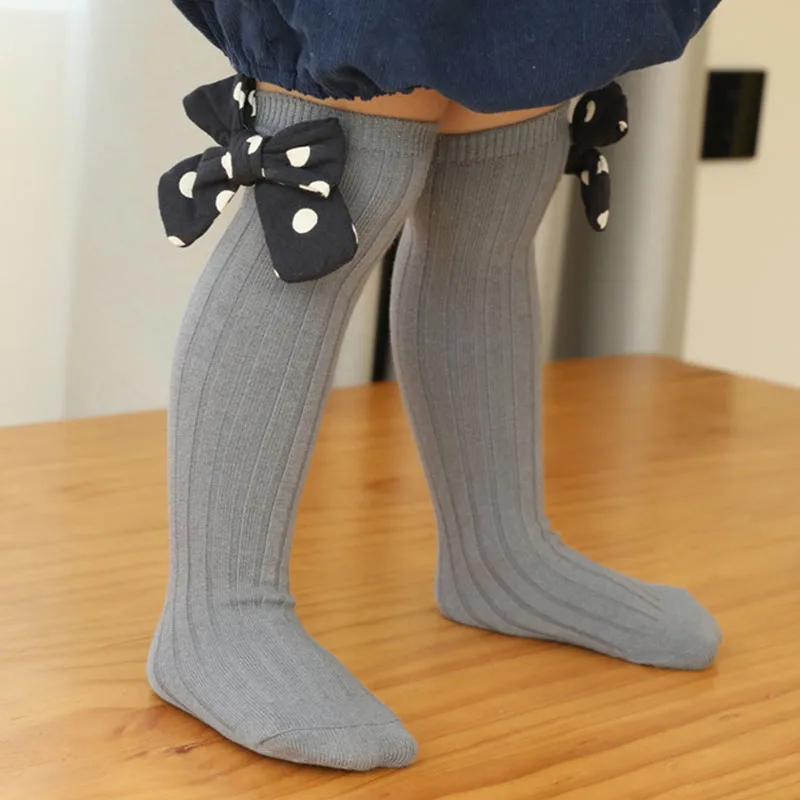 

Handmade Dot Bow Baby Girl Socks Autumn Winter Children's Socks Stockings Cute Infant Knee High Socks Babies Accessories Newborn