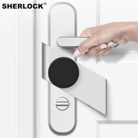 new silver sherlock s3 smart door lock home keyless lock easy to attach bluetooth compatible electronic lock wireless app