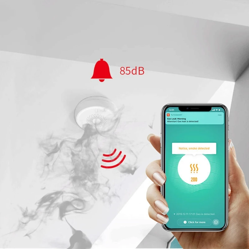 

Smart Smoke Detector Alert Gas Alarm System Sensor Work Alarm Home Security Safe F3MB