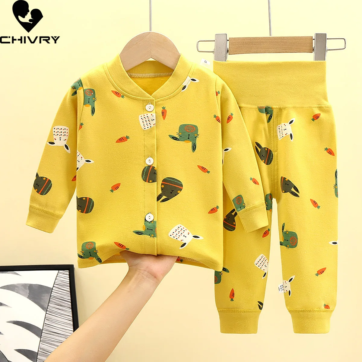 

New Kids Boys Girls Pajama Sets Cartoon Print Long Sleeve Cute T-Shirt Tops with Pants Toddler Baby Autumn Sleeping Clothes