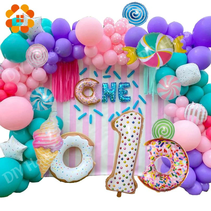 36inch Big Donut Figure Balloons Pink Donut Candy Ice Cream Balloon Baby Shower Birthday Party Decoration Sweet Kid Toys